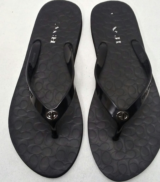 Coach | Shoes | Coach Abbigail Black Flip Flop Sandals | Poshmark